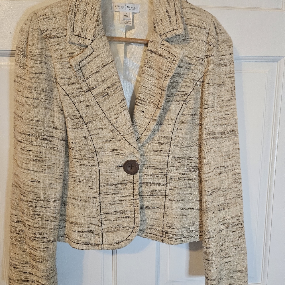 White House Black Market size 2 brown tweed jacket.